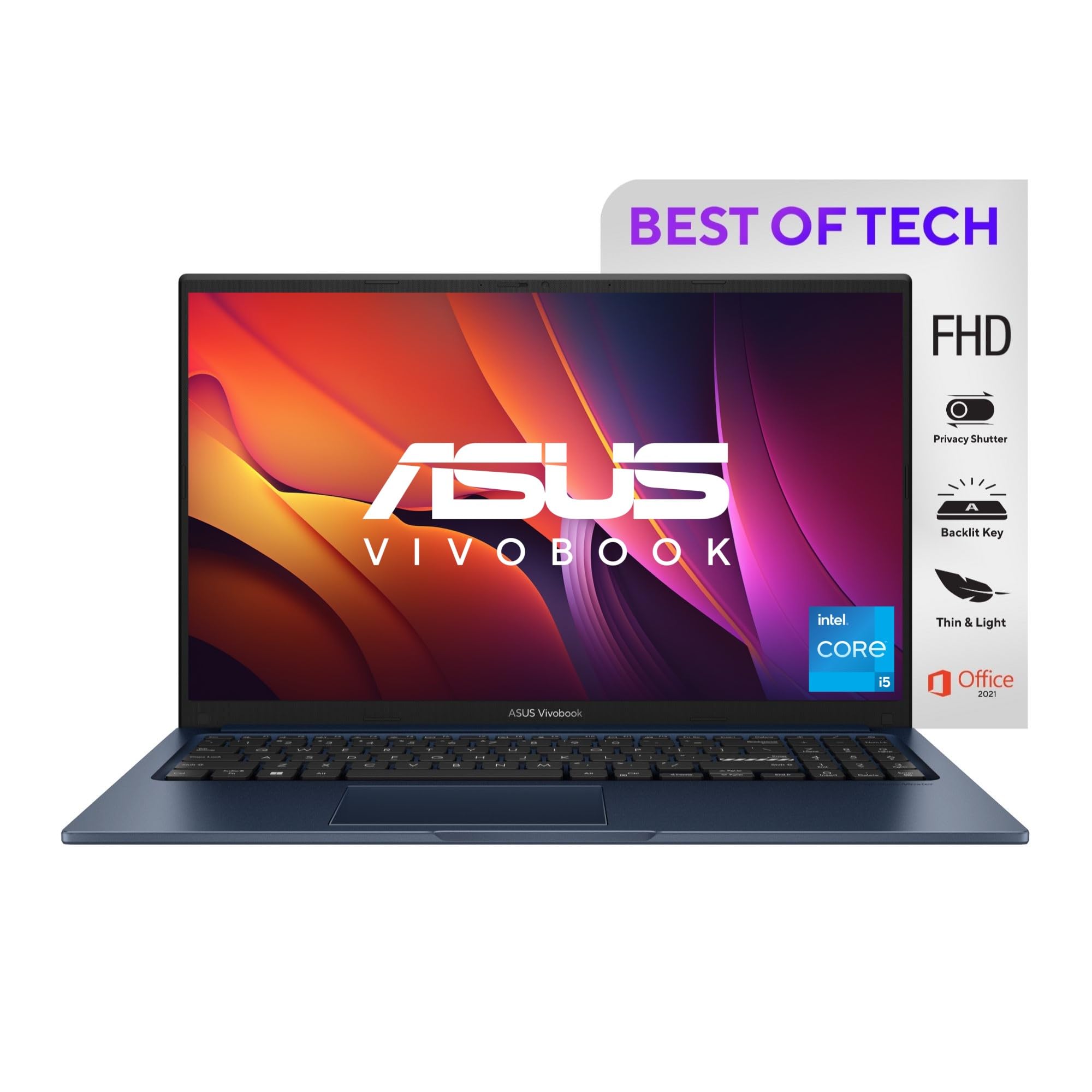 ASUS Vivobook 15 Intel Core i5 12th Gen 1235U - (16 GB/512 GB SSD/Windows 11 Home) X1504ZA-NJ549WS Thin and Light Laptop  (15.6 Inch, Quiet Blue, 1.70 kg, With MS Office)